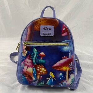 Loungefly Disney Alice In Wonderland Mushroom Garden Mini Backpack Purple